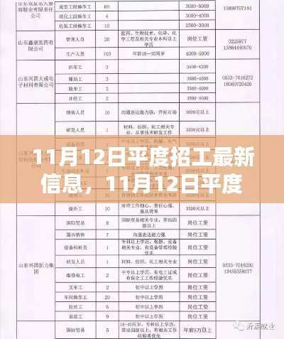 11月12日平度最新招工信息及其就业环境与择业策略分析