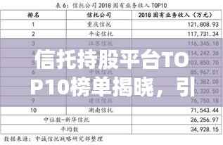信托持股平台TOP10榜单揭晓,引领行业潮流风向标