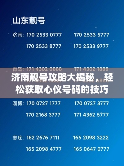 济南靓号攻略大揭秘,轻松获取心仪号码的技巧!